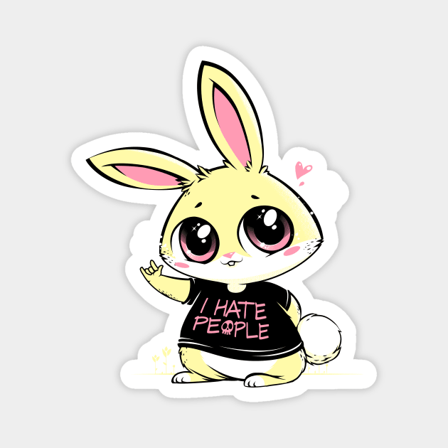 I Hate People Bunny Magnet by Tobe_Fonseca