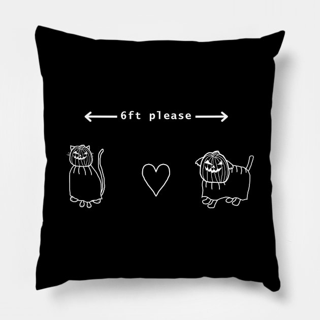 Spooky Cat and Dog Social Distancing a Halloween Horror Pillow by ellenhenryart