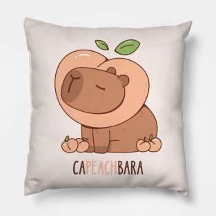 Capybara and Peaches Pillow