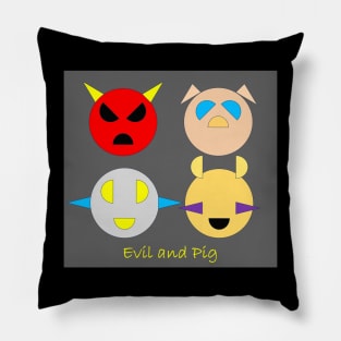 Geometric simple design Evil and Pig Full Team Pillow