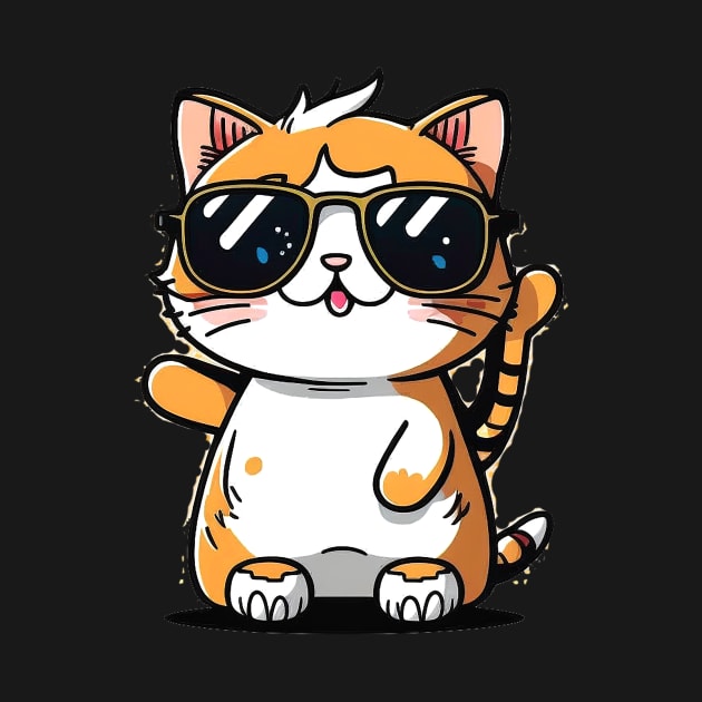 Cute ginger cat wearing sunglasses by ramith-concept