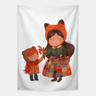 Autumn Patchwork girl Tapestry