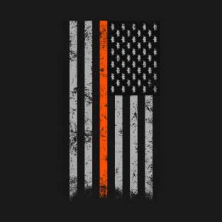 Halloween Thin Orange Line Flag Bats T-Shirt