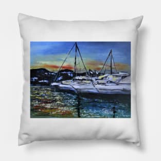 Kim Sunset Boats Pillow