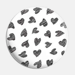 Seamless scribbled black hearts pattern Pin