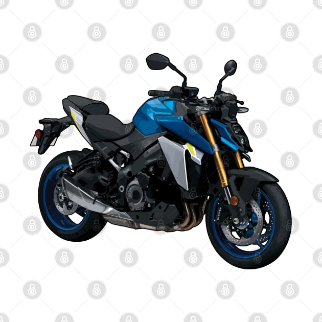 Blue GSX S1000 Bike Illustration by KAM Std