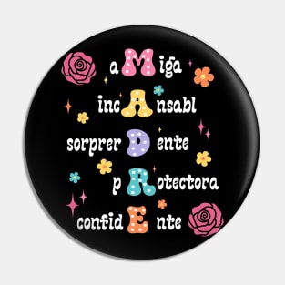 Spanish Mothers Day, Retro Madre, Groovy Mama Pin