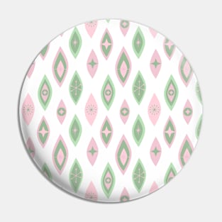 Atomic Age MCM Shapes and Stars Pattern Pink, Green Pin