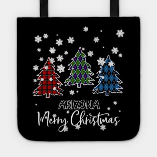 Arizona Merry Christms Buffalo Plaid Xmas Tree  Tote