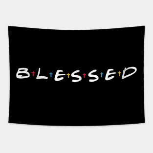 Blessed Friends with Colorful Crosses Tapestry