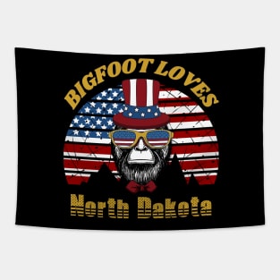 Bigfoot loves America and North Dakota Tapestry