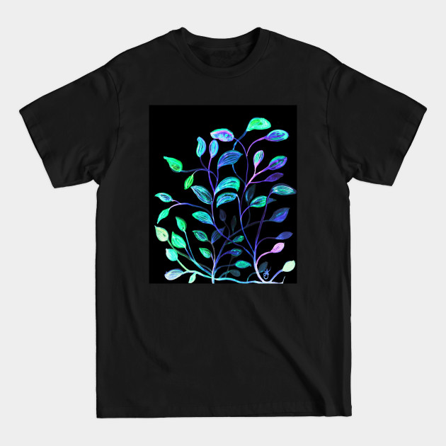 Do Not Go Into The Night, Red and Green Leaves - Black And White - T-Shirt Do Not Go Into The Night, Red and Green Leaves - Black And White - T-Shirt