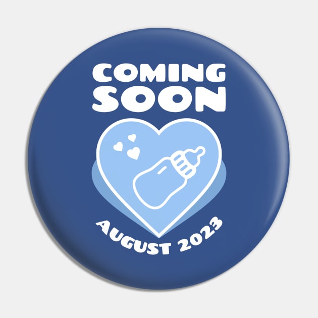 Baby Announcement. Feeding Bottle. Coming soon. August 2023 birthday Pin by KOTYA