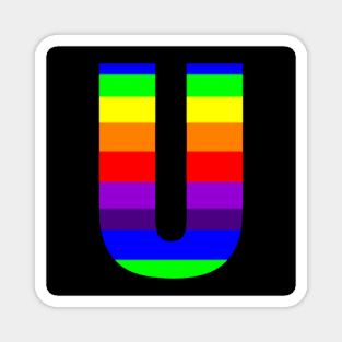 The Letter U in Rainbow Stripes Magnet