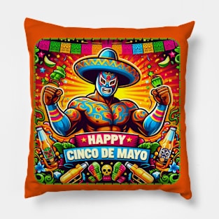 Happy Cinco de Mayo Lucha Libre Luchador Pillow