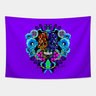 game of life in a tree of marvelous colors in deadly mexican ecopop art 2 Tapestry