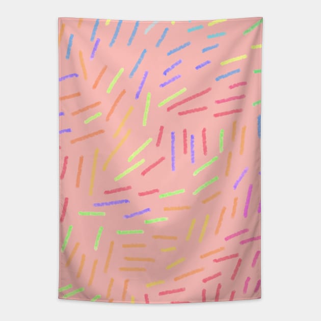 Orange pastel lines sprinkles Tapestry by jen28