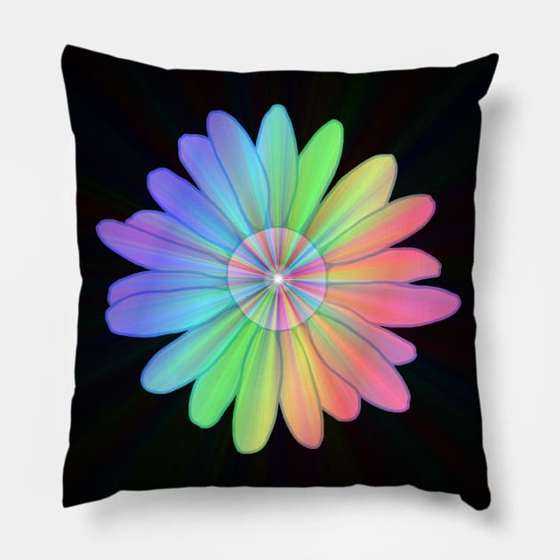 Supernova Rainbow Flower Pillow by Art by Deborah Camp