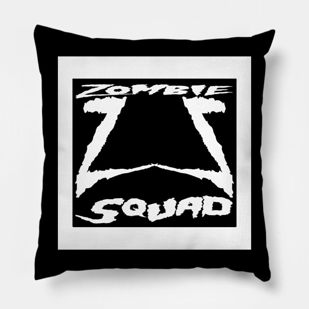 Zombie Squad ZS Mania (White) Pillow by Zombie Squad Clothing