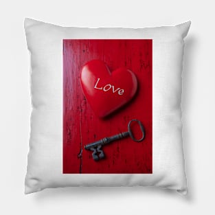 Red Stone Love Heart With Skeleton Keep Pillow