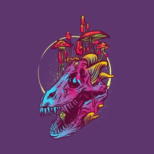 T Rex Mycology Psychedelic Skull T-Shirt