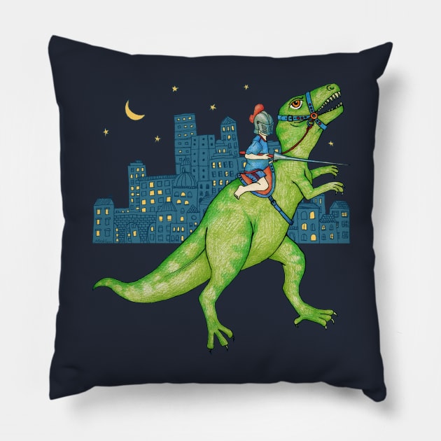 Dino Rider Pillow by micklyn