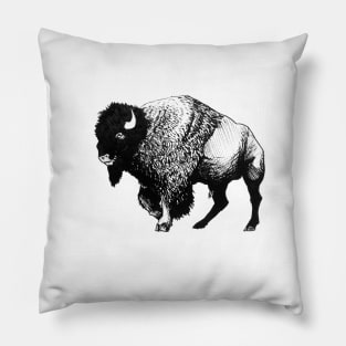 Buffalo Ink Bison Drawing Pillow