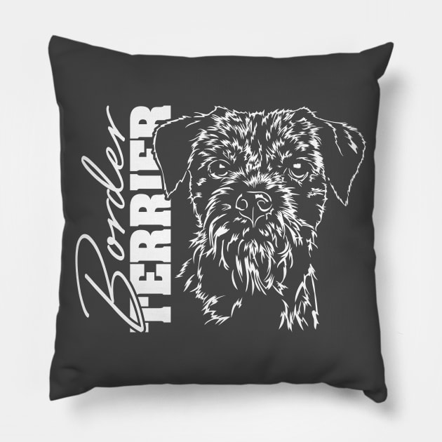 Funny Border Terrier dog lover dog portrait Pillow by wilsigns