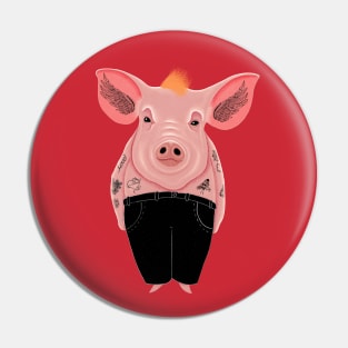 Cool Pig with Tattoo in Trousers Pin