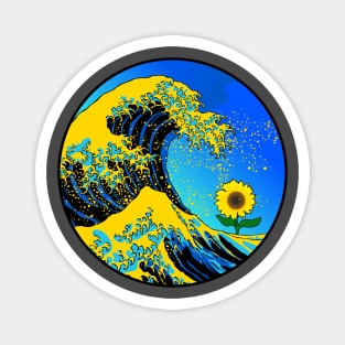 Great wave - rising sunflower, small design Magnet