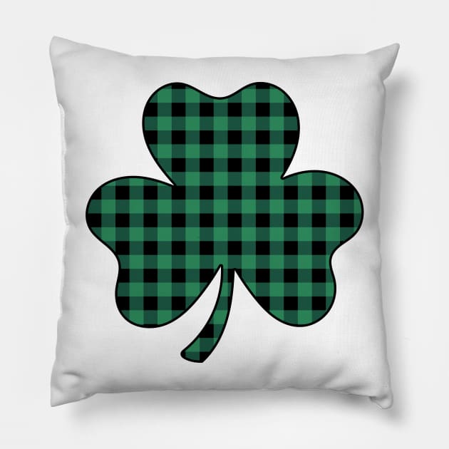 Plaid Shamrock  St Patrick's Day Pillow by Rosiengo