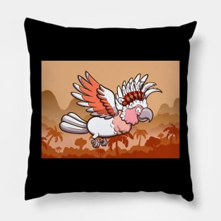 Cockatoo Flying In Jungle Pillow
