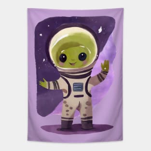 Cute Watercolor Space Alien Astronaut Tapestry