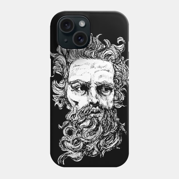 Poseidon Pen drawing Phone Case by BeatrizAmazonas