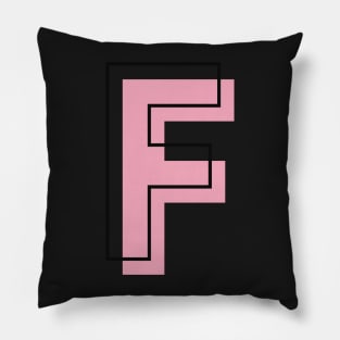 F Letter Initial Monogram Minimal Linear Pink Girly Pillow