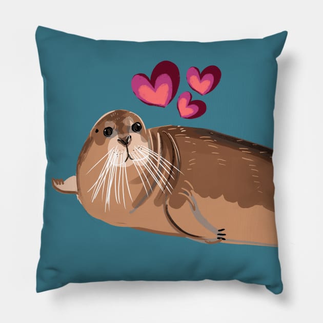 Bearded seal Pillow by belettelepink