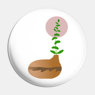 Brown Pot and Leaf Pin