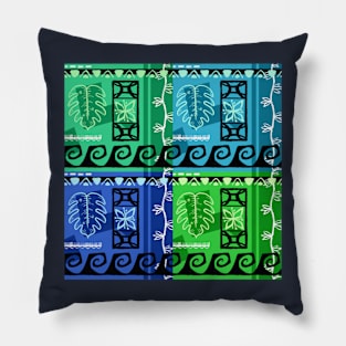 Marine-Colored Hawaiian Patterns Pillow