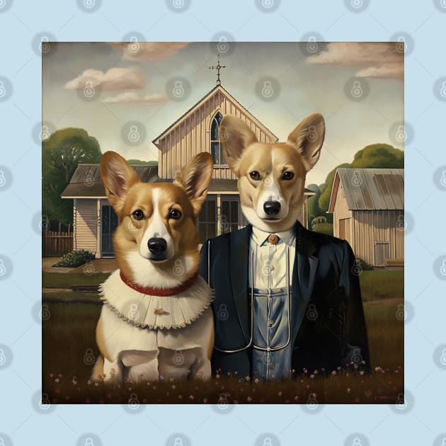 Corgi American Gothic by AtomicChonk