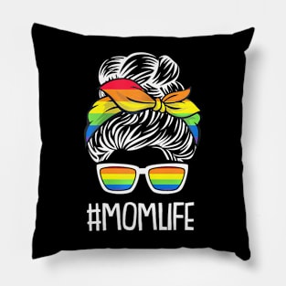 Mom Life Gay Pride Rainbow Flag Lgbt Q Ally Mama Mother Pillow