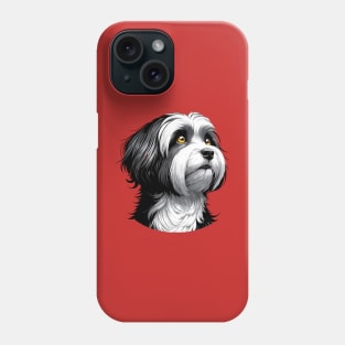 Stunning and Cool Havanese Monochrome and Gold Portrait for Father's Day Phone Case