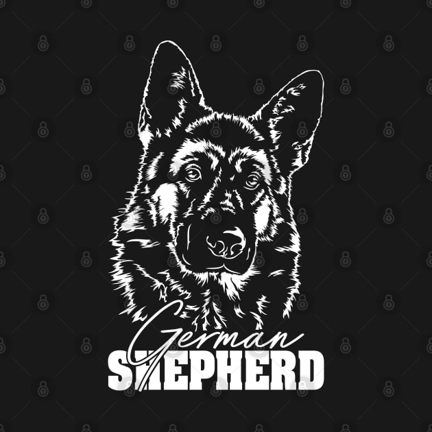 Proud K9 German Shepherd dog portrait by wilsigns