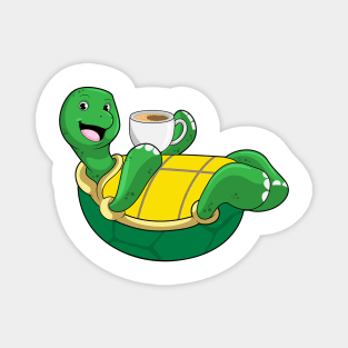 Turtle with Cup of Coffee Magnet