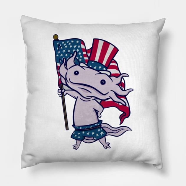 American Axolotl Pillow by Digital-Zoo