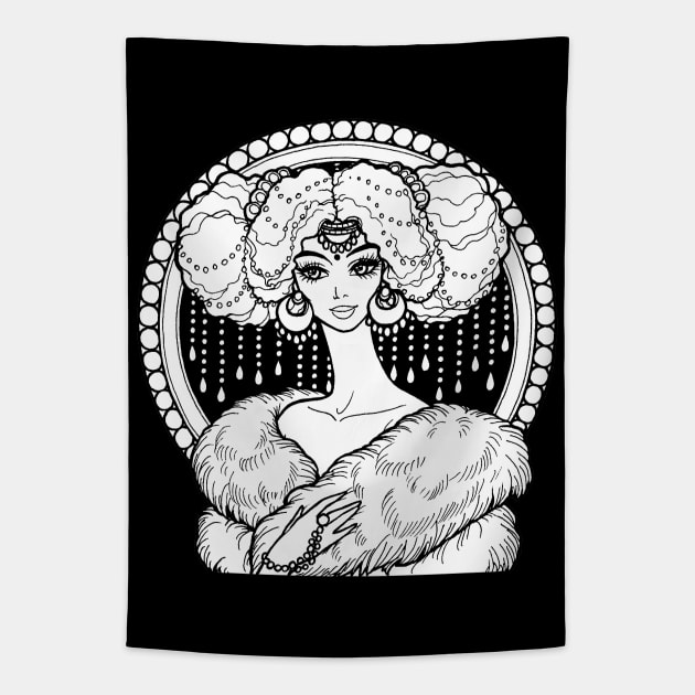 Black Beautiful Princess Art Nouveau Tapestry by OlgaMaletina