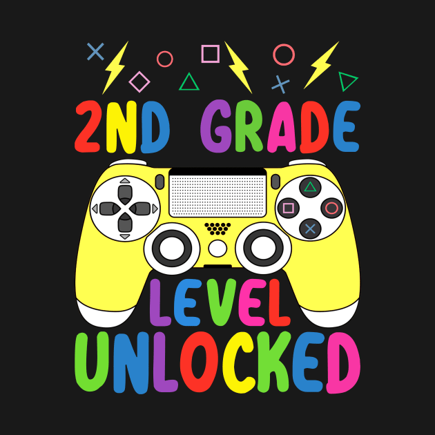 2nd Grade Level Unlocked Funny Gamer Shirt Back To School Video Gamer by FONSbually