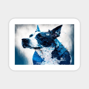 Abstract Splash Painting Of A Dog In Blue And White Colours Magnet