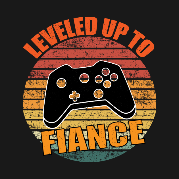 Leveled Up To Fiance Funny Gaming Couple Gift by designs4up