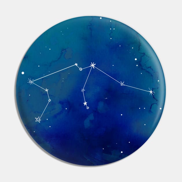 Aquarius Watercolor Zodiac Constellation Pin by aterkaderk