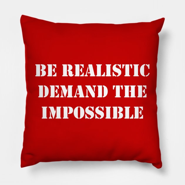 Be Realistic, Demand The Impossible Che Guevara Quote Red Pillow by Tony Cisse Art Originals
